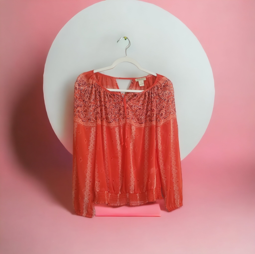 Lucky Brand Paisley Sheer Women's Blouse.